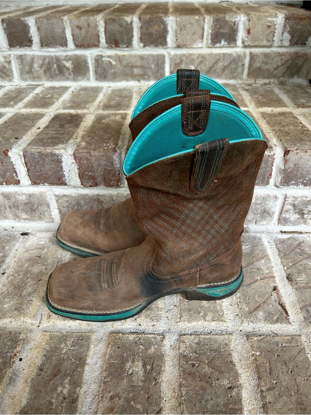 Ariat Boots Womens Size 7.5B Anthem Java Brown Turquoise Western Boots 10027247 - Picture 4 of 8